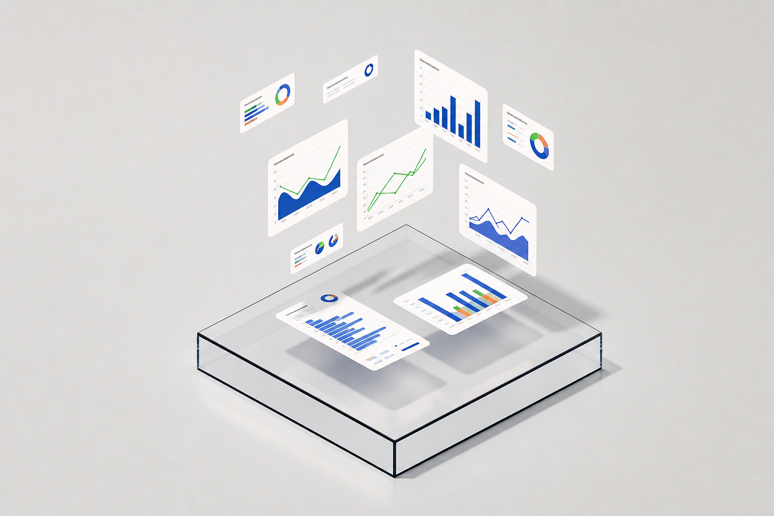 Financial charts and industry reports